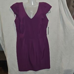 Worthington V-Neck Purple Mini Dress